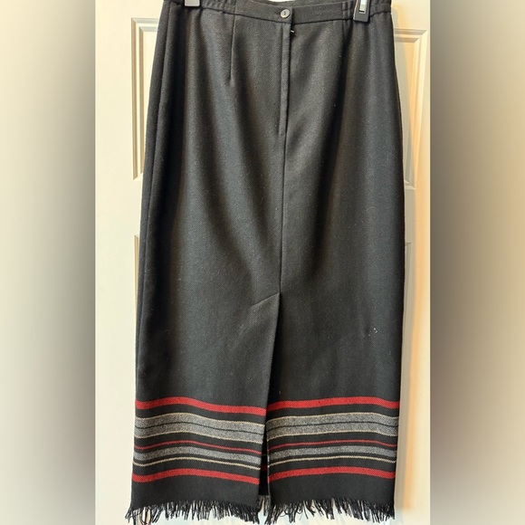 Requirements Fringe Blanket MIDI Skirt  Size 10 Vtg wool blend - Picture 2 of 9
